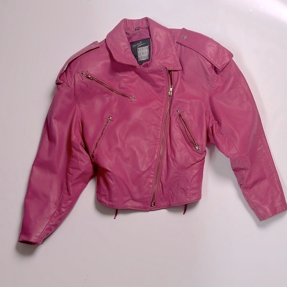North Beach Leather Vintage cropped pink leather bolero jacket - Picture 3 of 12